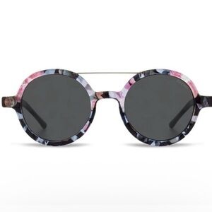 KOMONO Round Floral Sunglasses NEW NWT pink black acetate UV400